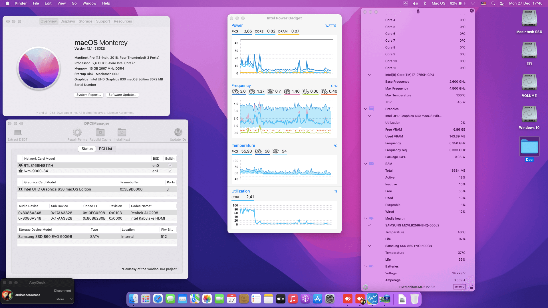 Success Hackintosh macOS Monterey 12.1 Build 21C52 in Lenovo Legion Y740-17IRHG
